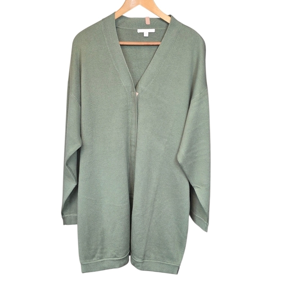 Lunya Cozy Cotton Button Front Silk Blend Cardigan Green New in Package Sz. L/XL - Picture 5 of 16